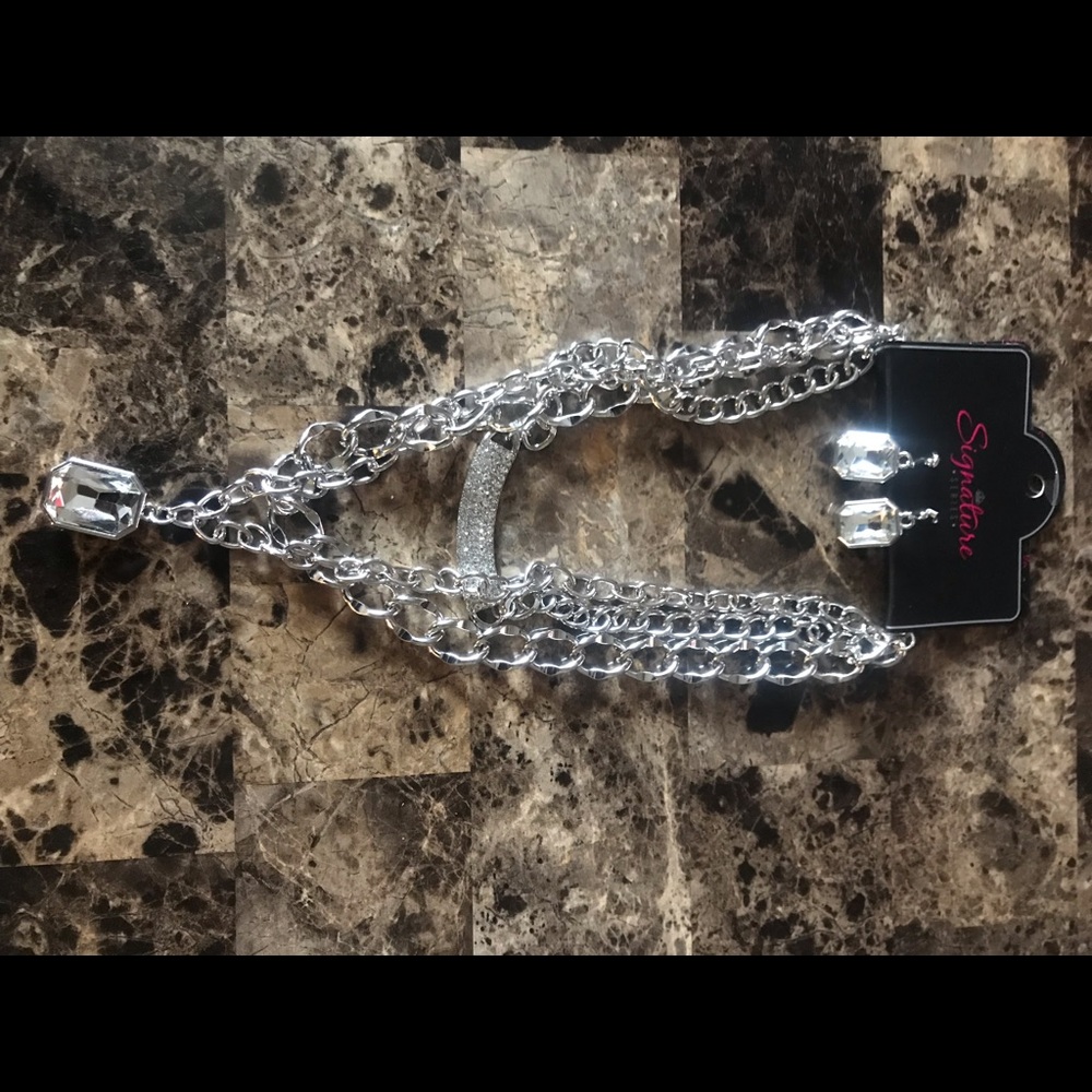 Silver Necklace & Earring Set